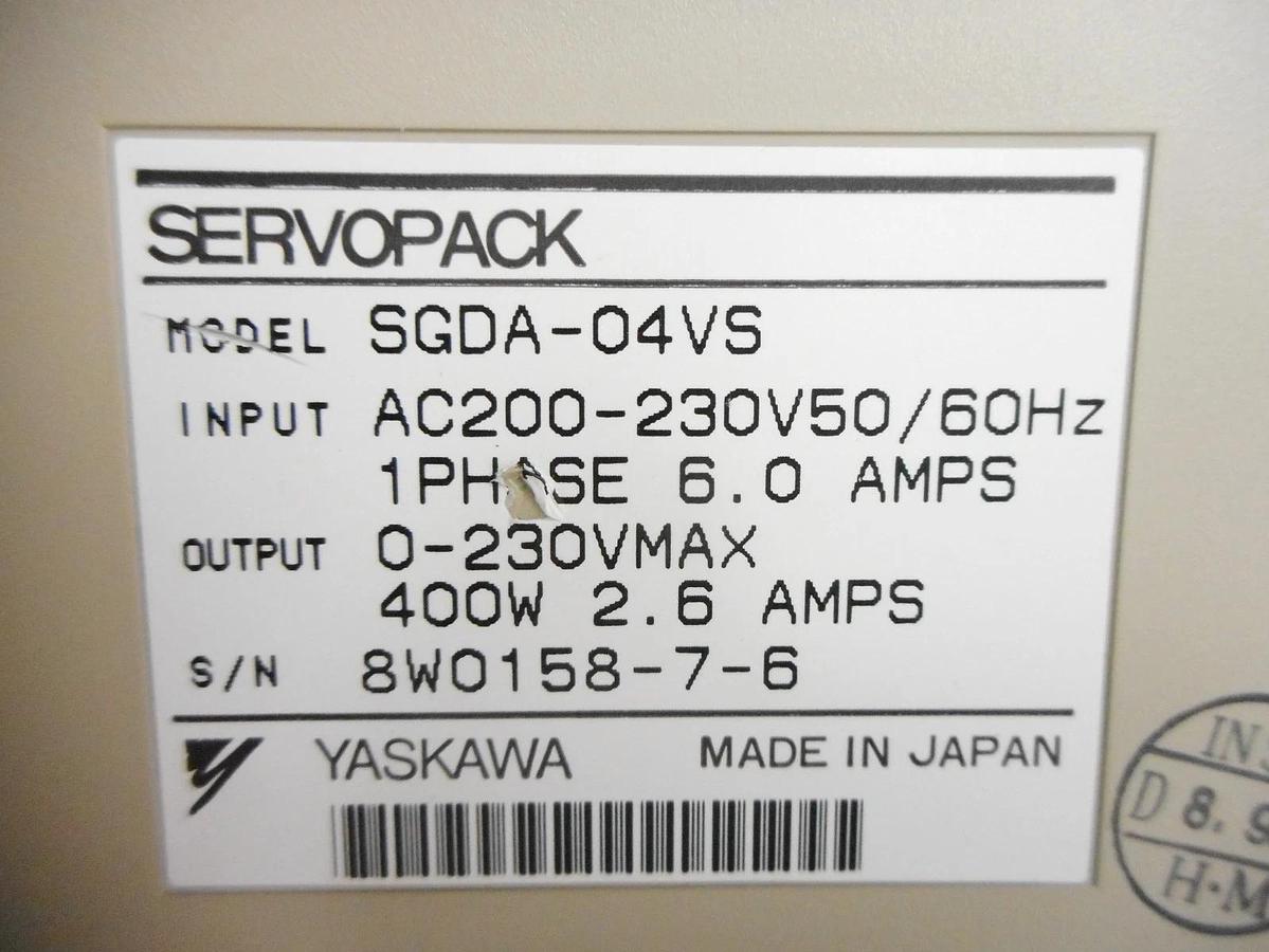 Used Yaskawa Electric SGDA-04VS Servo Drive SERVOPACK Used Working