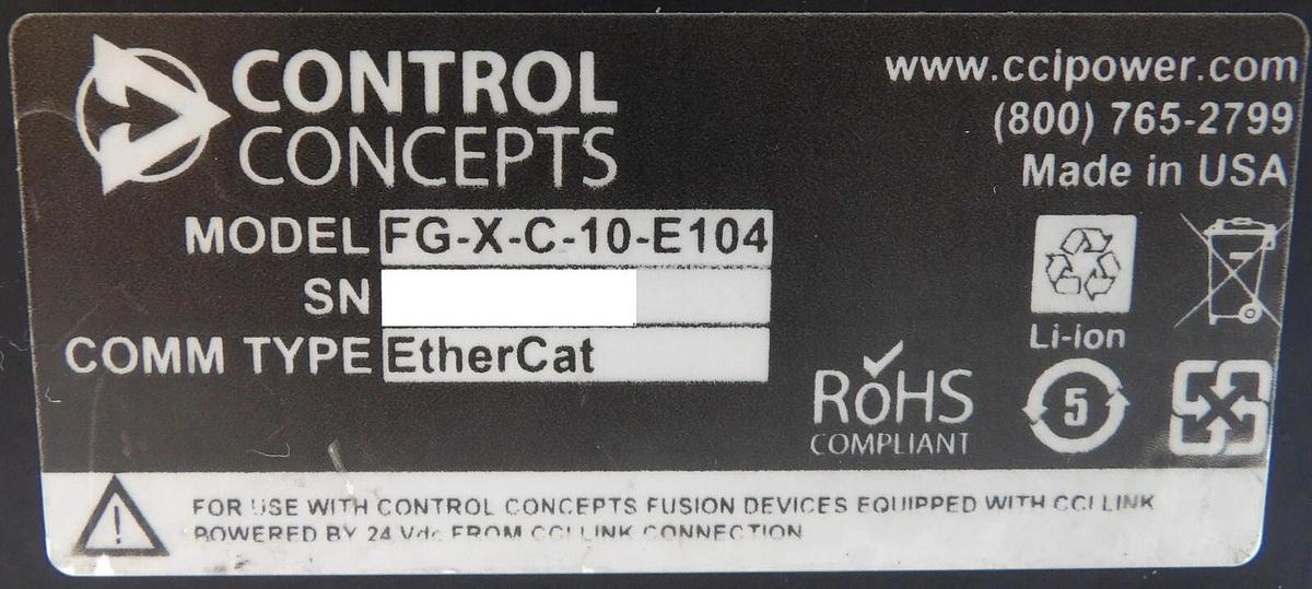 Used Control Concepts FG-X-C-10-E104 DeviceNet Connect Gateway Working Surplus