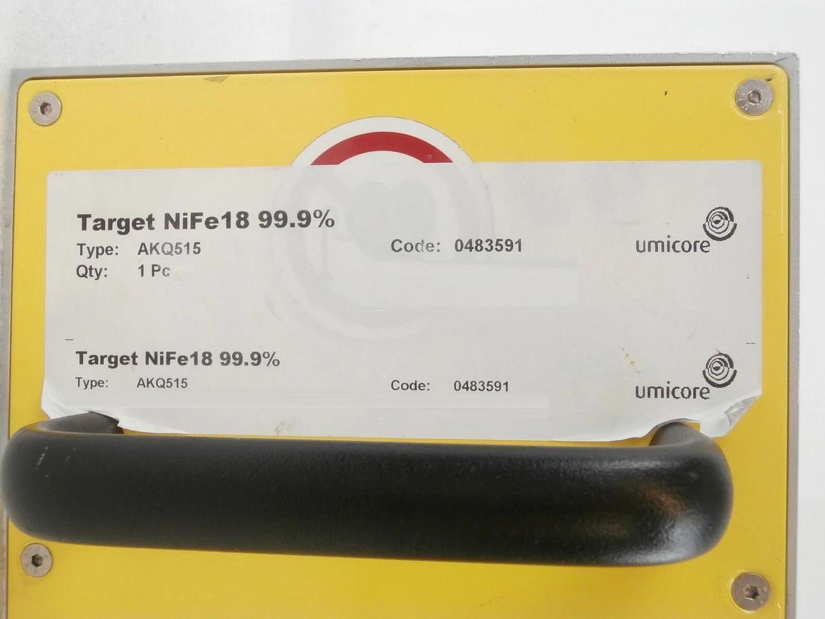 Used Umicore 0483591 NiFe18 99.9% Sputtering Target AKQ515 Balzers BK205602-T Spare
