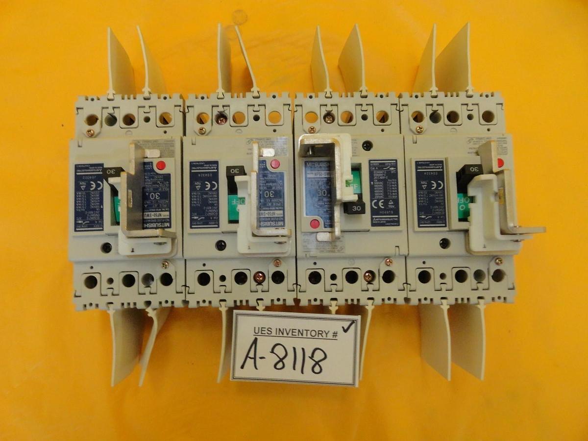 Used Mitsubishi NF50-SWU3 030 Circuit Breaker NF50-SWU Reseller Lot of 4 Used Working