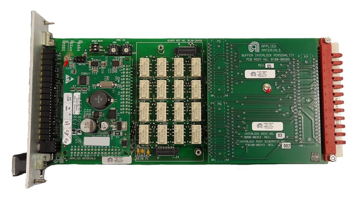 Used AMAT Applied Materials 0090-00353 Buffer Interlock PCB Card 0100-20458 Working