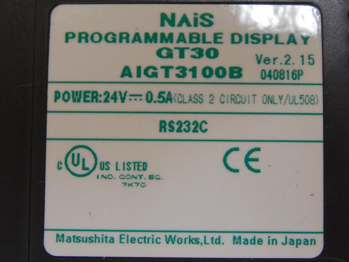 Used Matsushita NAiS Programmable PLC System AIGT3100B FP0-E16 FP0-A21 Working