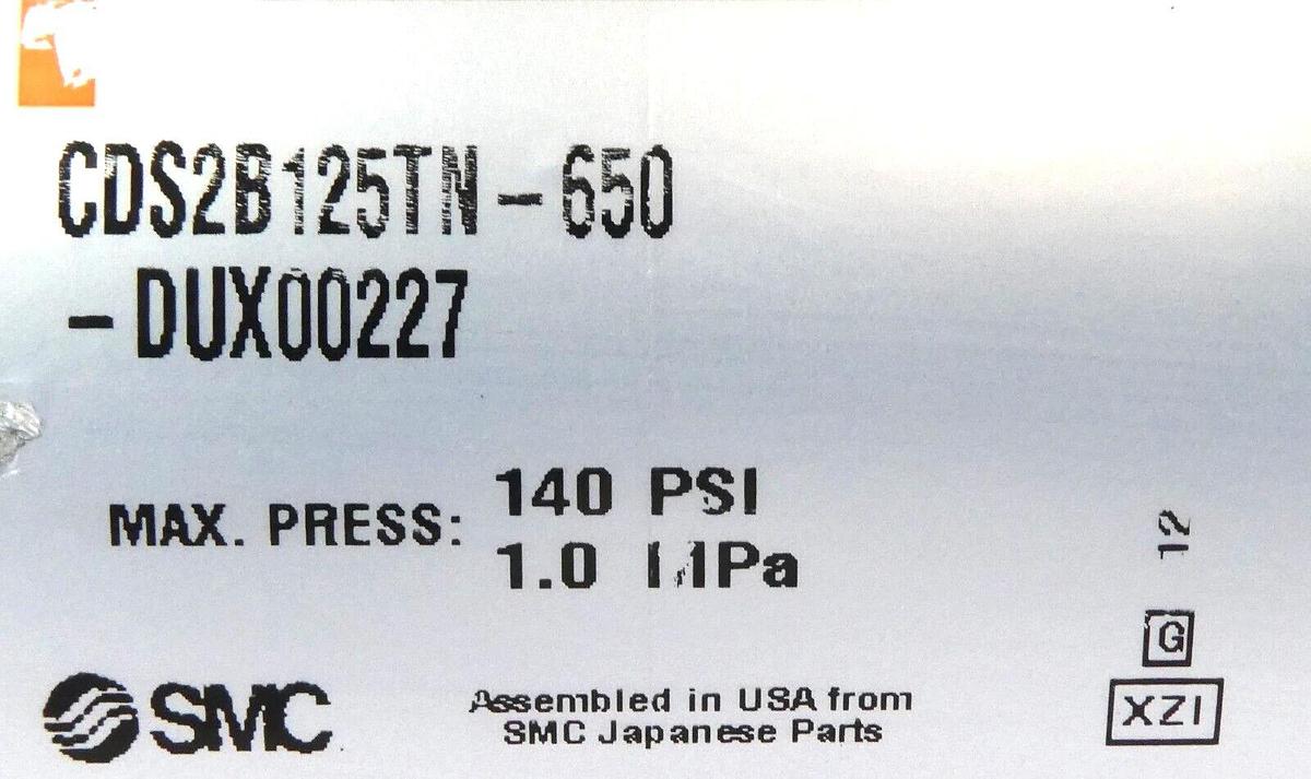 Used SMC CDS2B125TN-650-DUX00227 Tie Rod Pneumatic Air Cylinder Cs2 Working Surplus