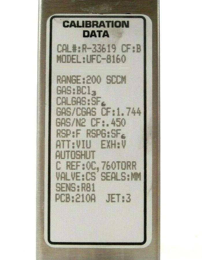 Used UNIT Instruments UFC-8160 Mass Flow Controller MFC 200 SCCM BCl3 Working Spare