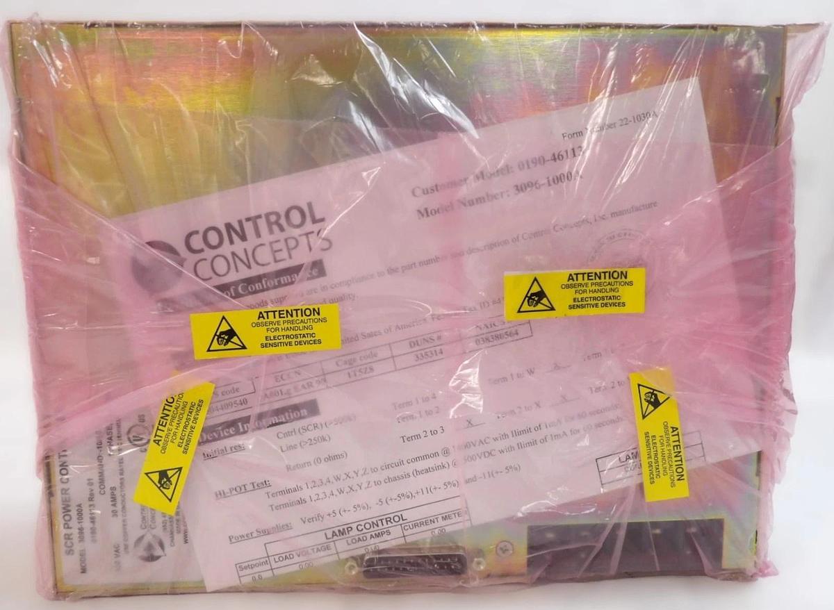 Control Concepts 3096-1000A SCR Power Controller New