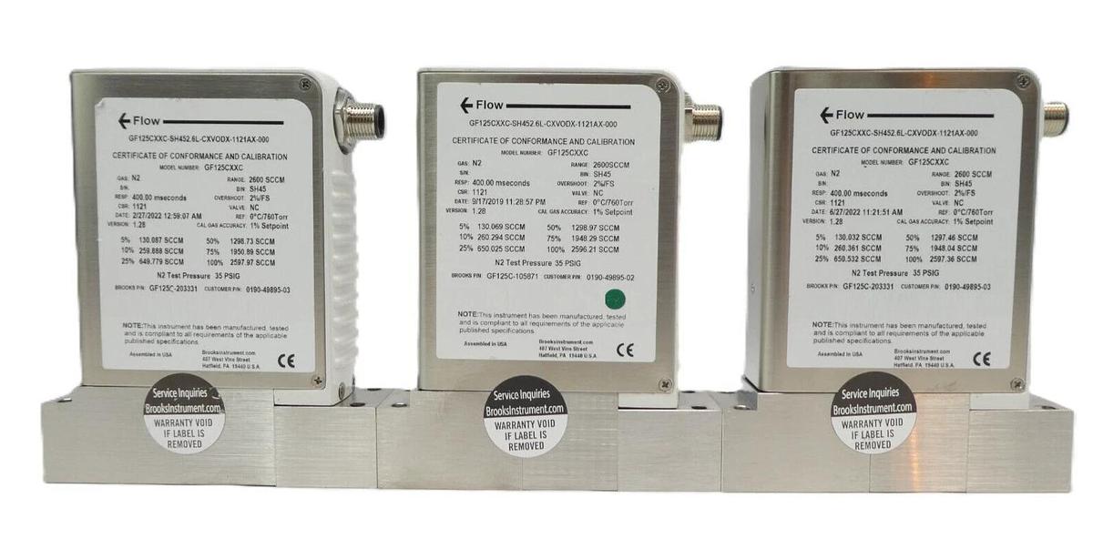 Used Brooks Instrument GF125C Mass Flow Controller MFC GF125CXXC Lot of 8 Working