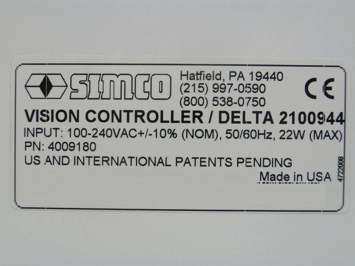 Used Simco 4009180 Ionizing Bar Controller VISion Delta 2100944 Used Working
