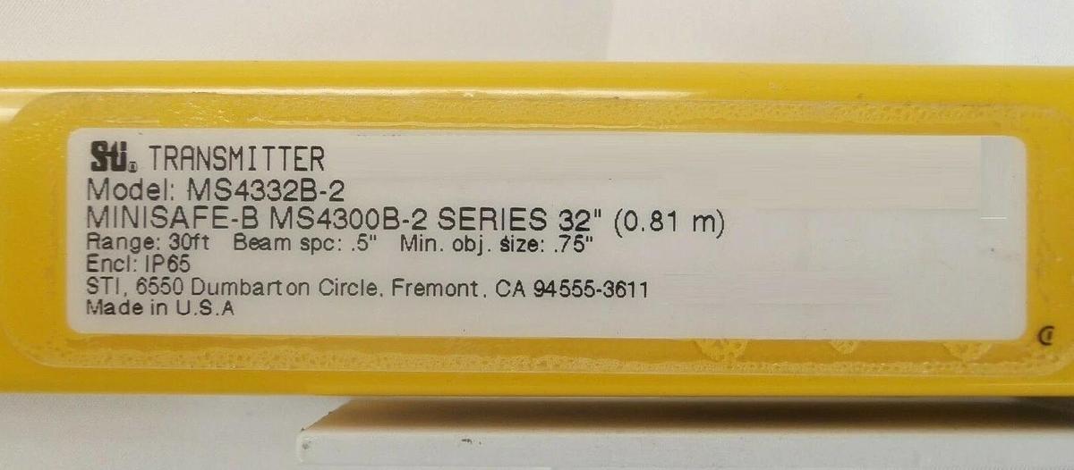 Used Sti MS4332B-2 Light Curtain Transmitter and Receiver Set of 2 MS4300B-2 Working