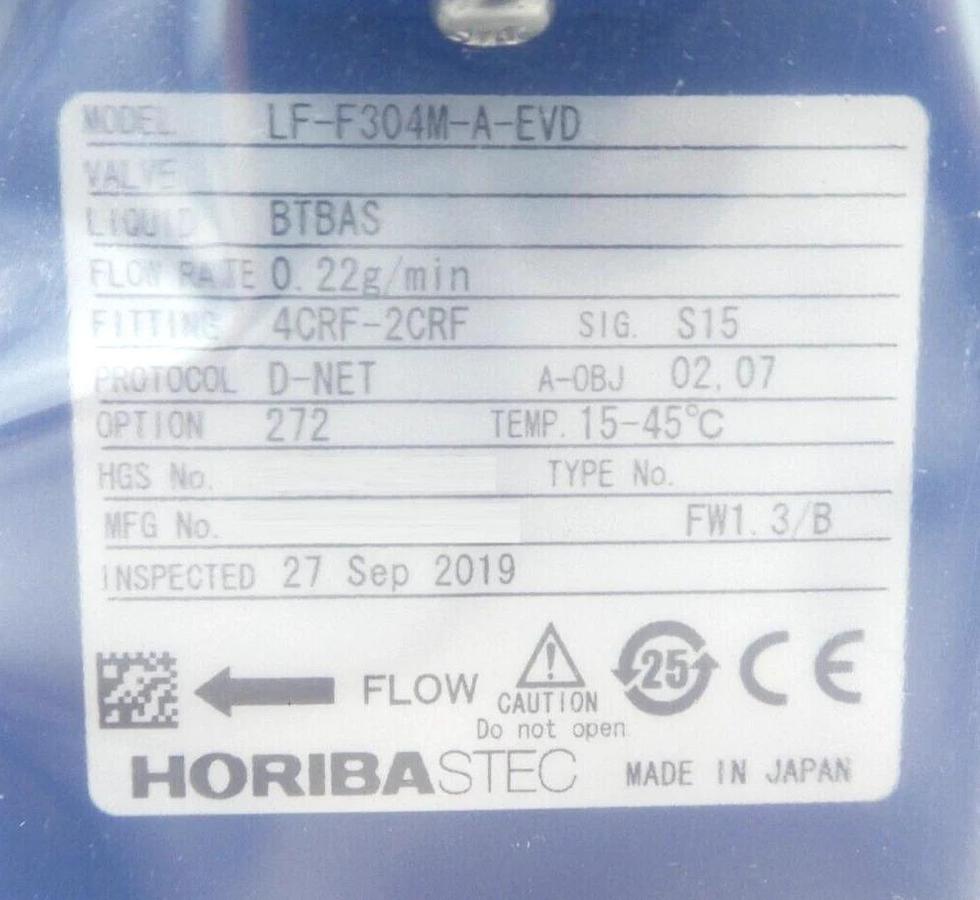 Horiba STEC LF-F304M-A-EVD Liquid Mass Flow Meter 0.22g/min BTBAS Lot of 3 New