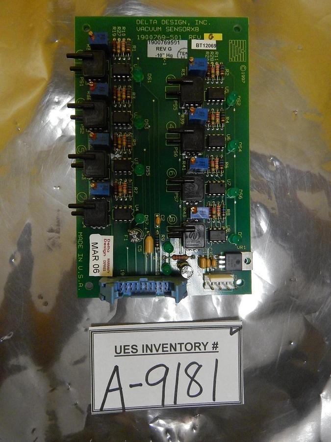 Used Delta Design 1900769-501 Vacuum Sensor X8 Board PCB Rev. G Used Working