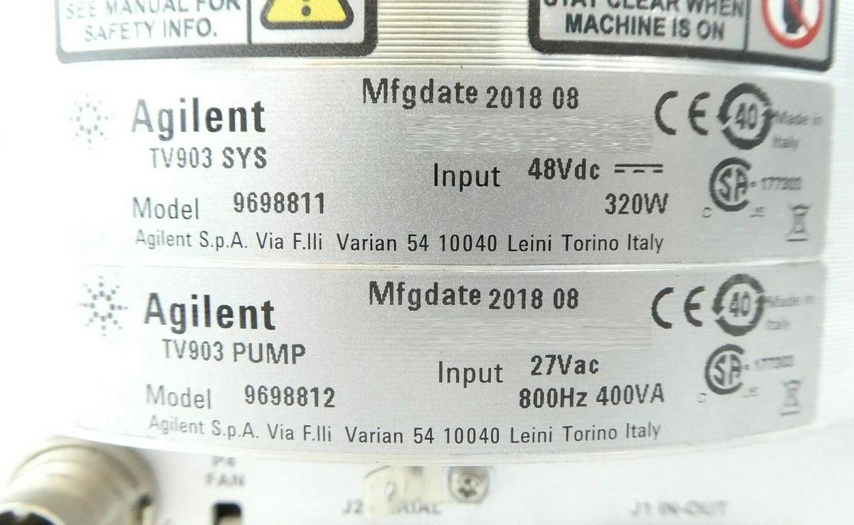 Used TV903 PUMP Agilent 9698812 Turbomolecular Pump System 9698811 TV 903 Working