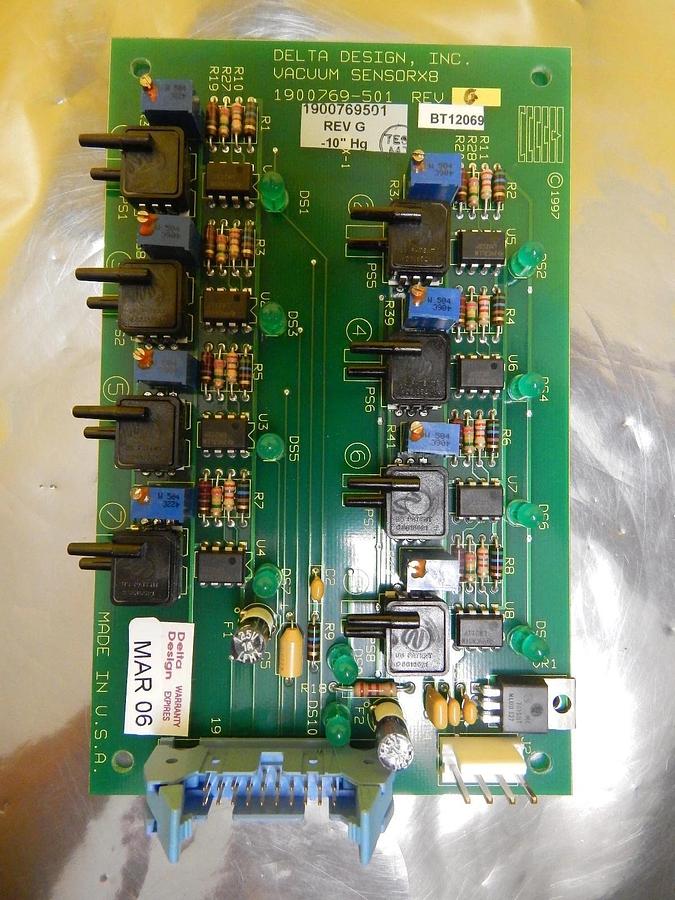 Used Delta Design 1900769-501 Vacuum Sensor X8 Board PCB Rev. G Used Working