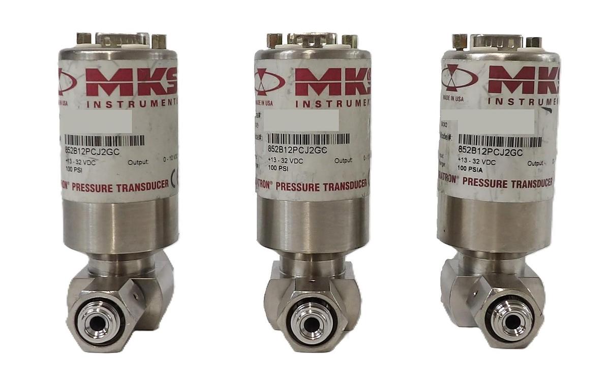 Used MKS Instruments 852B12PCJ2GC Baratron Pressure Transducer Lot of 3 Surplus