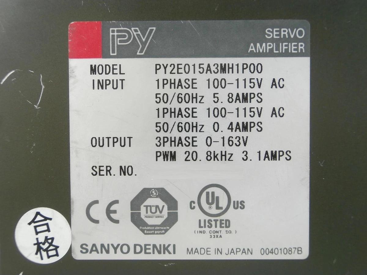 Used Sanyo Denki PY2E015A3MH1P00 Servo Amplifier BL Super PY Used Working