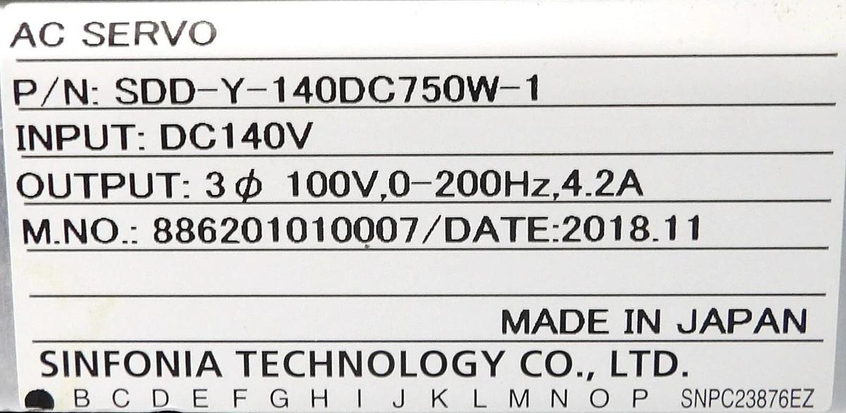Used Asyst Shinko SDD-Y-140DC750W-1 AC Servo Driver Assembly Working Surplus