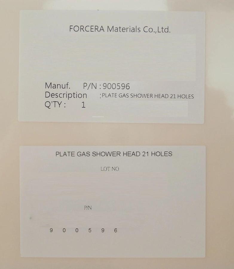 Forcera 900596 Plate Gas Shower Head 21 Holes Lam 9600 Etch 716-330892-005 New