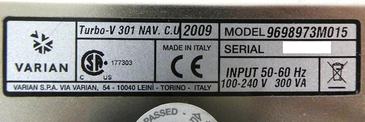 Used TV 301 Navigator Varian 9698973M015 Turbo Pump Controller UltrafleXtreme Working