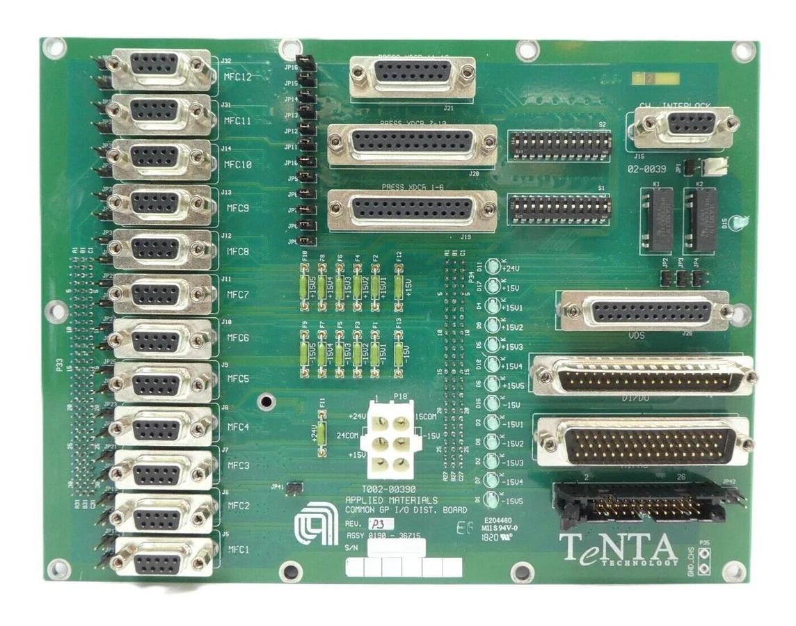 Used TeNTA Technology T002-00390 Common GP I/O Distribution PCB AMAT 0190-36715 Spare