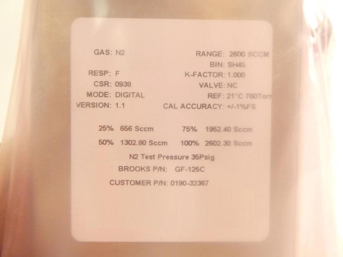 Refurbished Brooks GF-125C Mass Flow Controller MFC 2600 SCCM N2 AMAT Refurbished