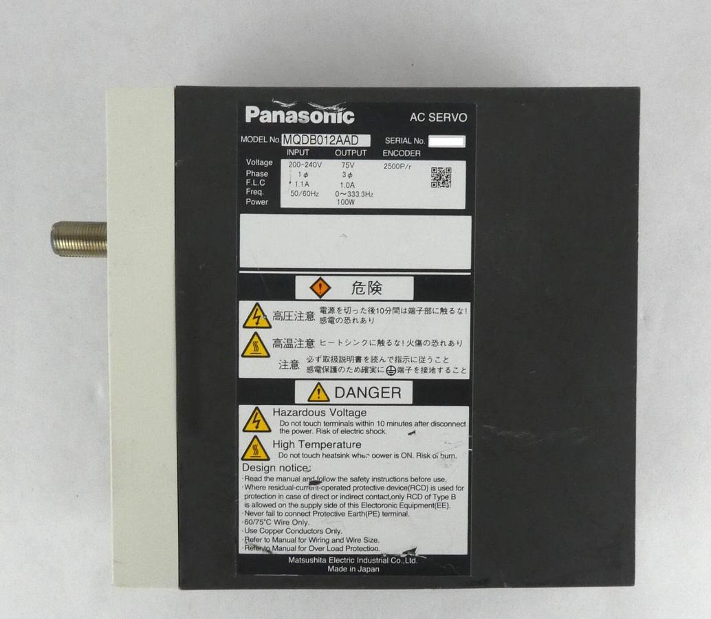 Used Panasonic MQDB012AAD AC Servo Driver 100w Working Surplus
