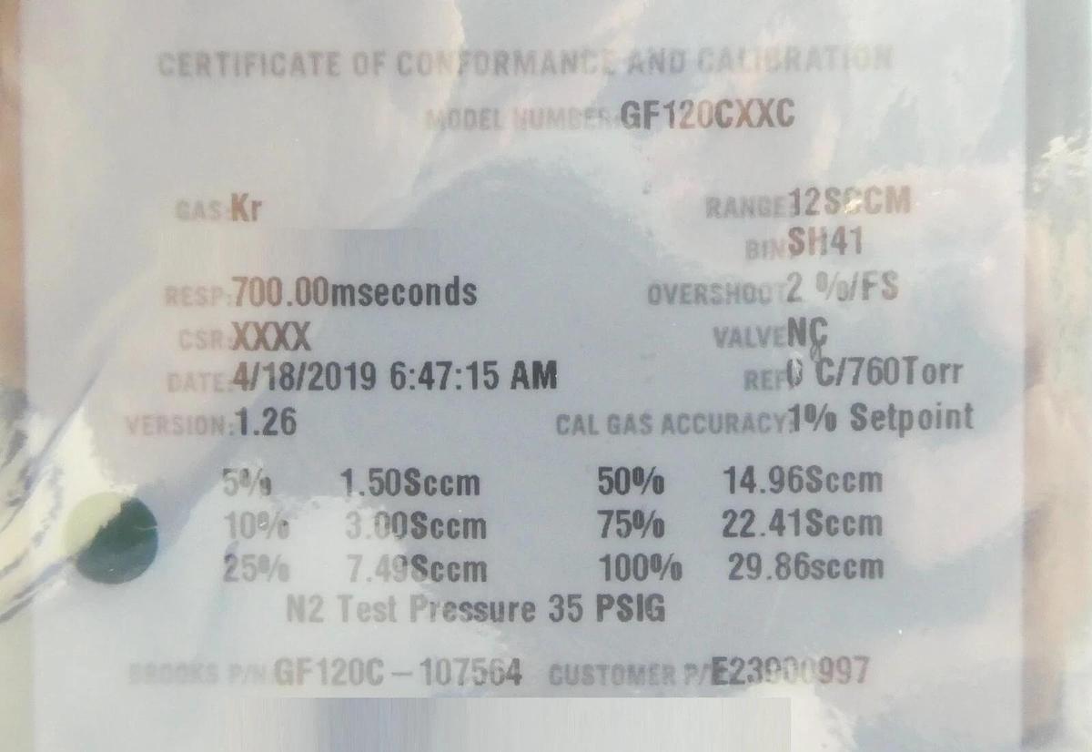 Brooks GF120C-107564 Mass Flow Controller MFC 12 SCCM Kr Lot of 2 New