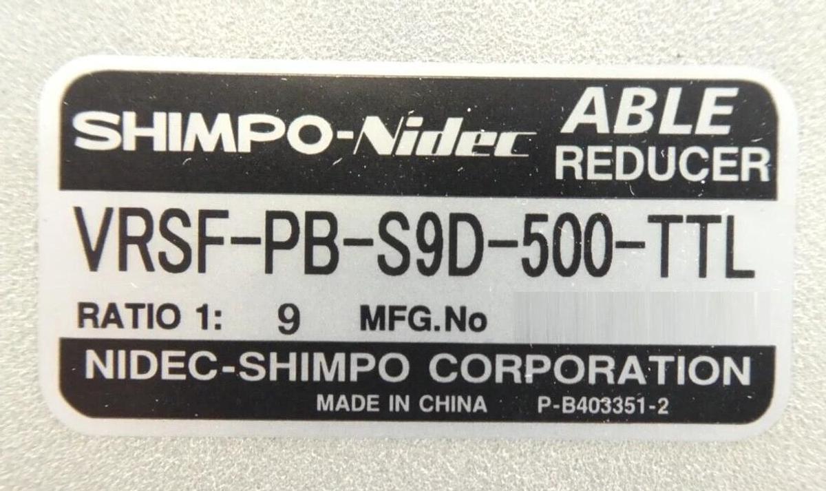 Used Panasonic MHMA052P3C AC Servo Motor w/ Shimpo-Nidec VRSF-PB-S9D-500-TTL Gear Box