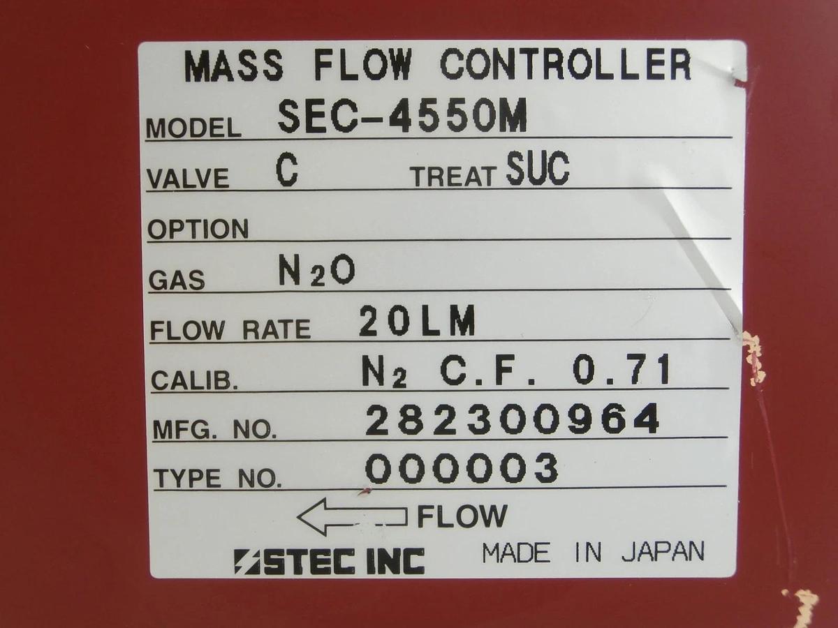 Used STEC SEC-4550M Mass Flow Controller MFC SEC-4550 20 LM N2O Used Working