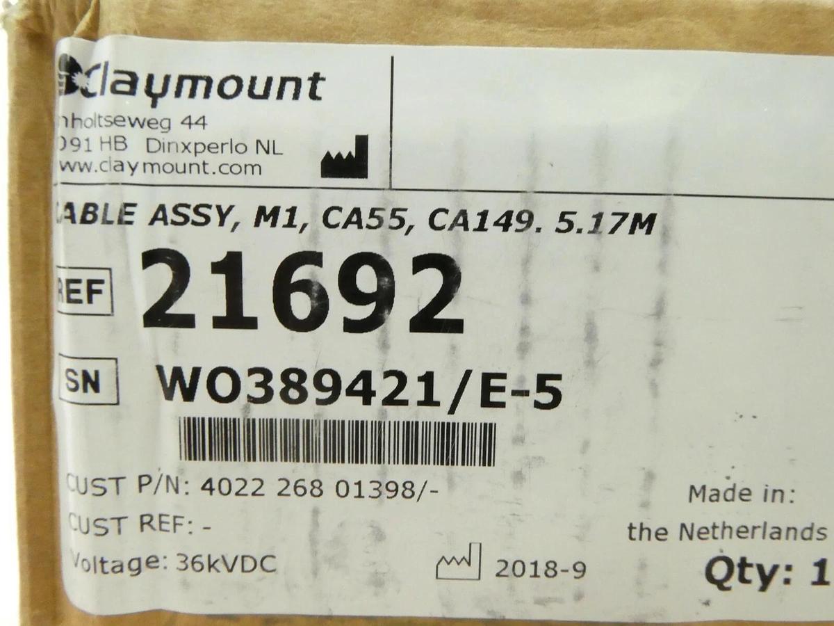Claymount 21692 Cable M1 CA55 CA149 5.17M FEI Company 4022 268 01398 New Surplus