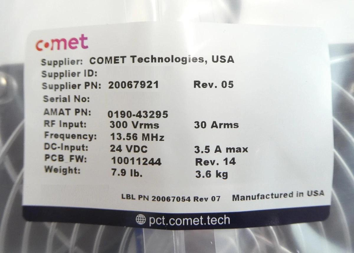 Comet Technologies 20067921 RF Match AMAT Applied Materials 0190-43295 New