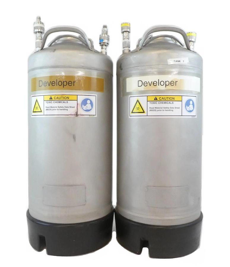 Used Alloy Products 72 20L 5G Photoresist Developer Stainless Tank Lot of 2 Working