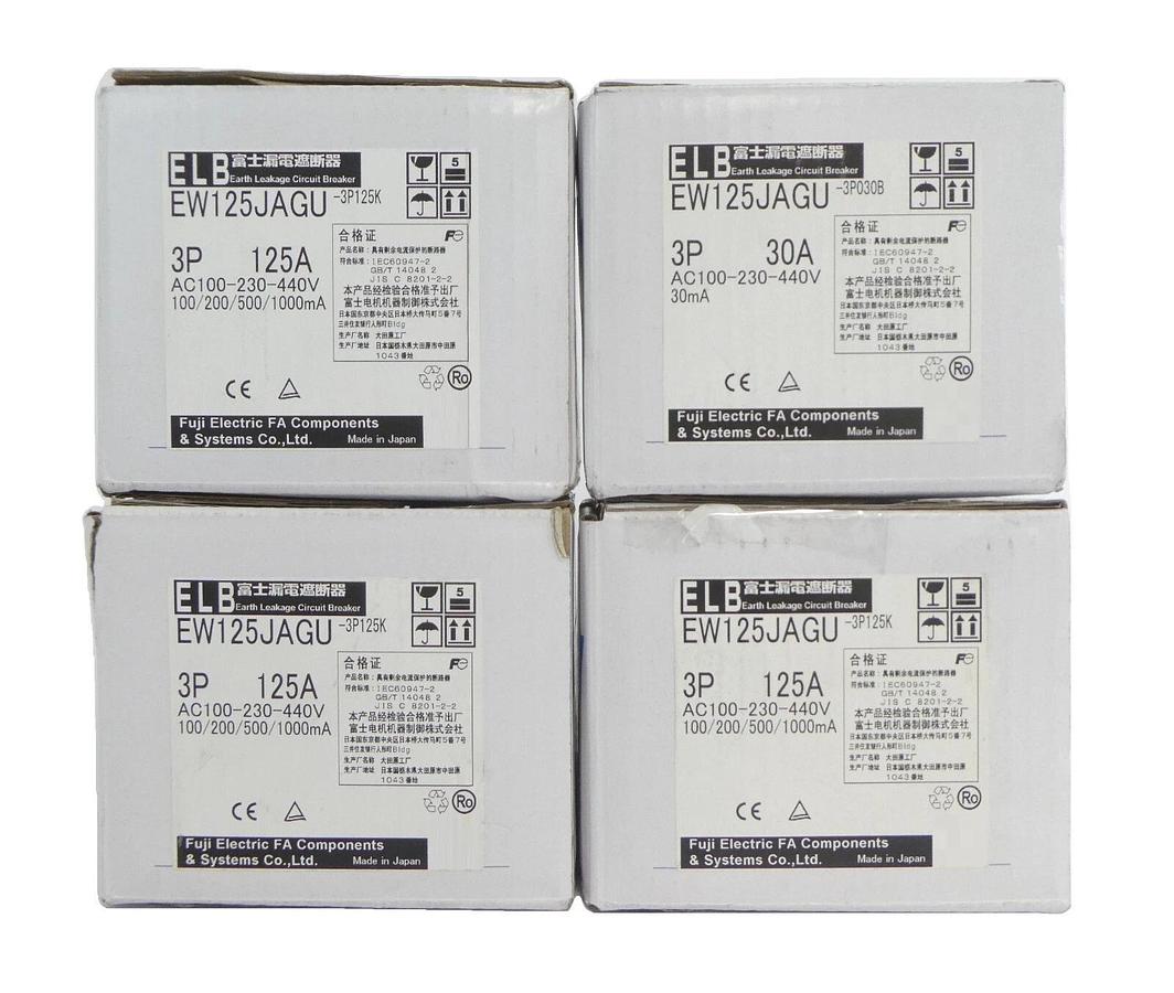 Fuji Eletric EW125JAGU 3-Pole Industrial Circuit Breaker Lot of 4 New Surplus