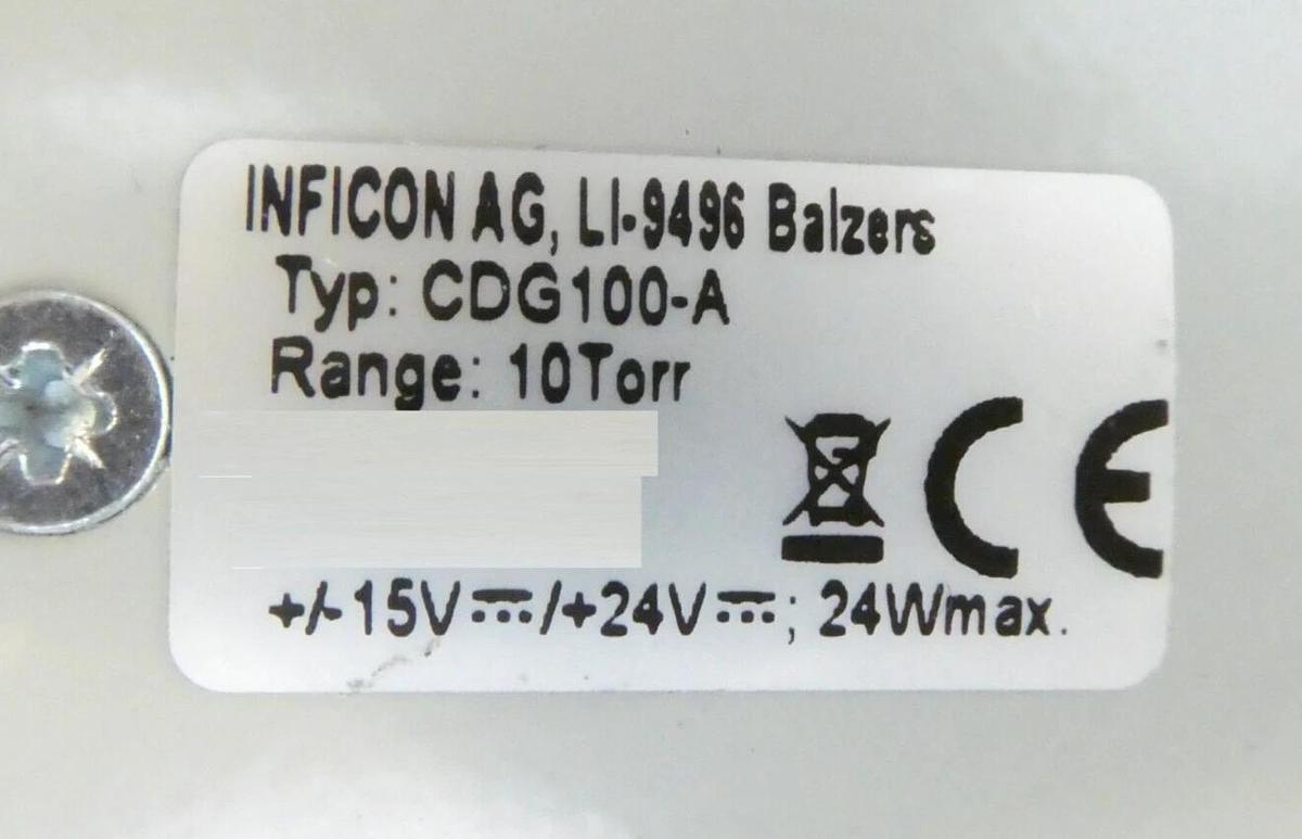 Used Inficon LI-9496 Baratron Pressure Transducer CDG100-A Tested Working