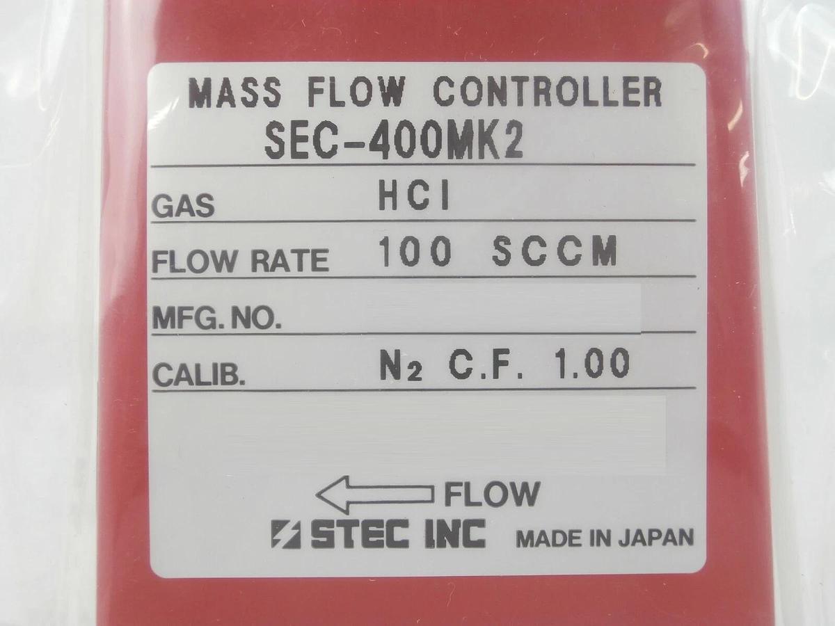 STEC SEC-400MK2 Mass Flow Controller MFC SEC-400 Mark 2 100 SCCM HCL New Surplus