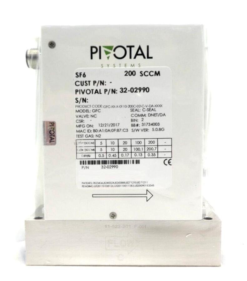 Pivotal Systems 32-02990 Mass Flow Controller MFC 200 SCCM SF6 New Surplus