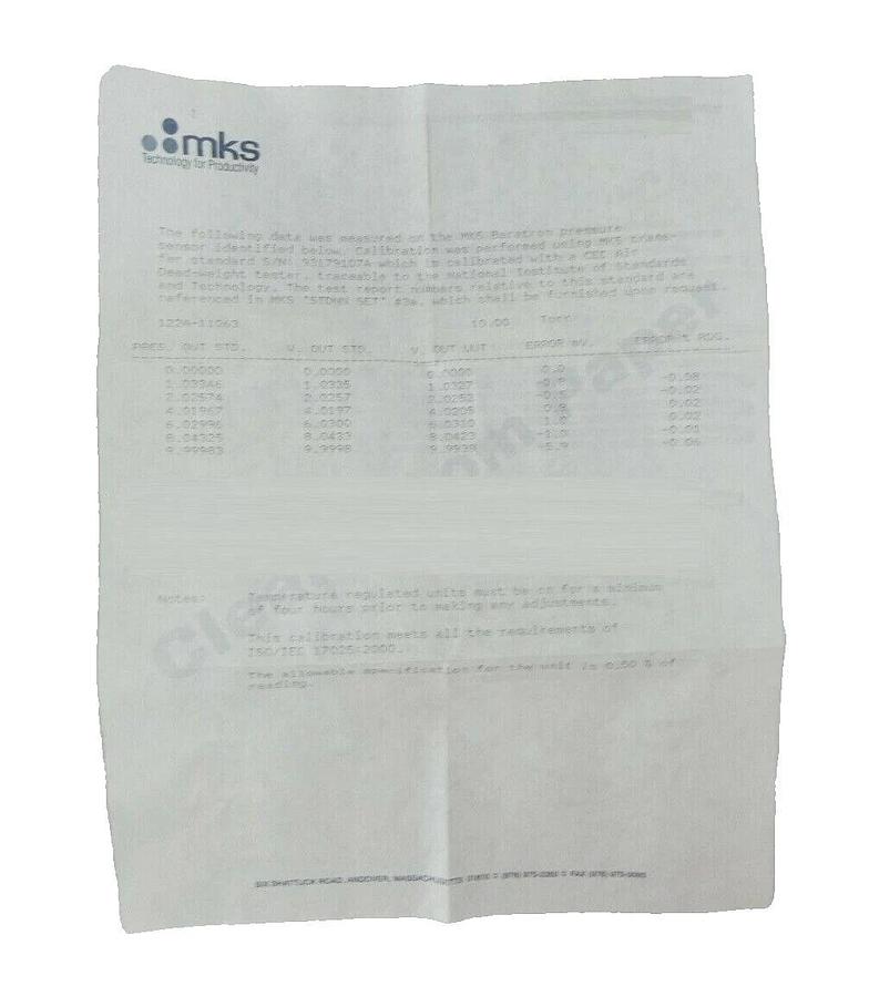 MKS Instruments 122A-11063 Baratron AMAT Applied Materials 1350-01019 New Spare