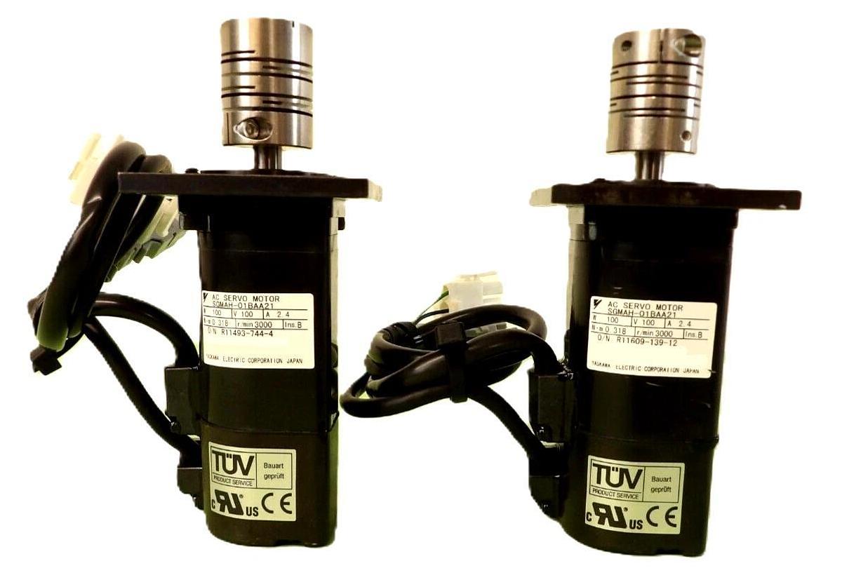 Used Yaskawa Electric SGMAH-01BAA21 AC Servo Motor Reseller Lot of 2 Working Surplus