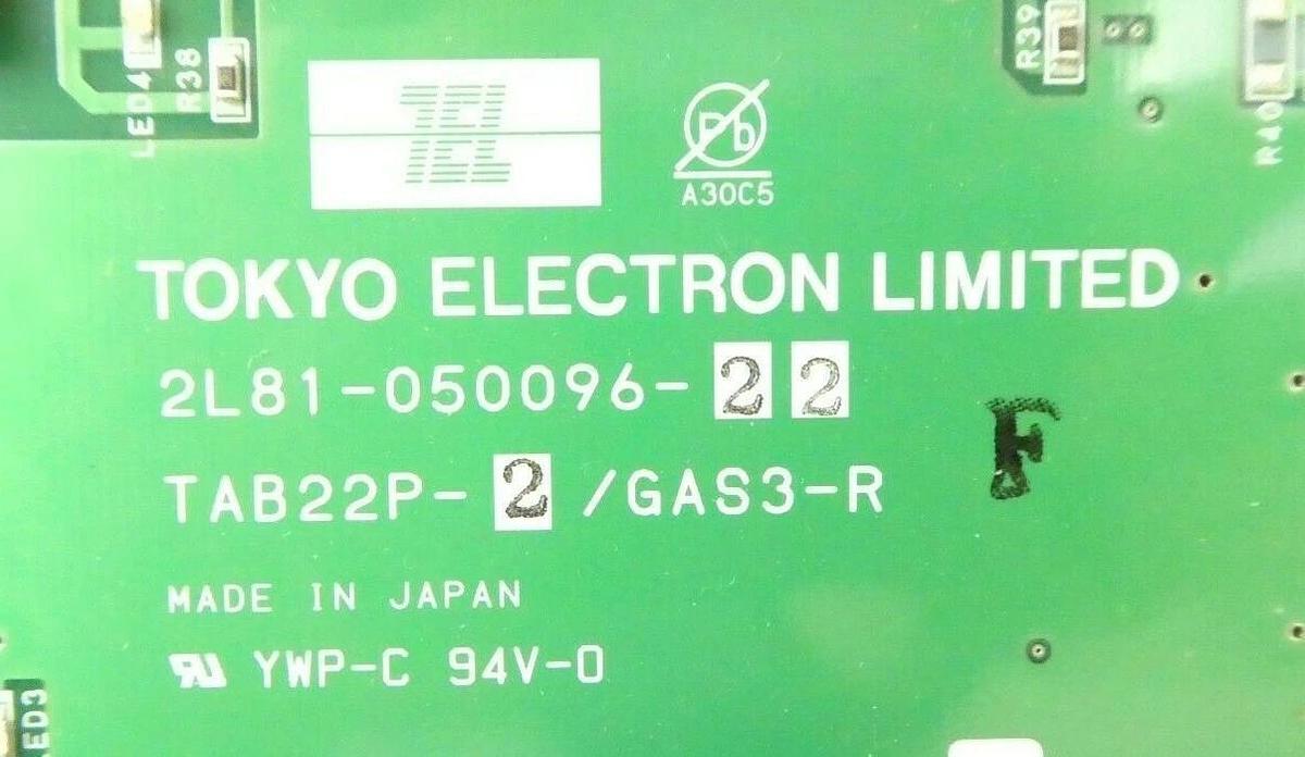 Used TEL Tokyo Electron 2L81-050096-22 Gas Board PCB TAB22P-2/GAS3-R Working Surplus