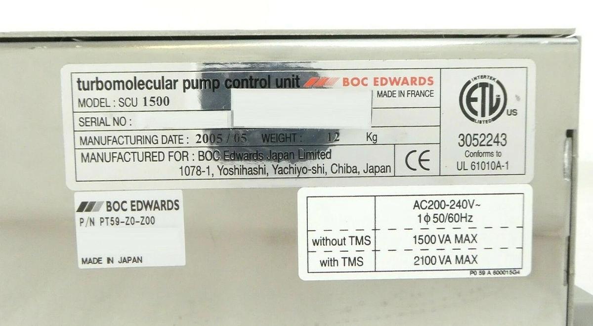 Used SCU-1500 Edwards PT59-Z0-Z00 Turbomolecular Pump Controller Turbo Tested Surplus