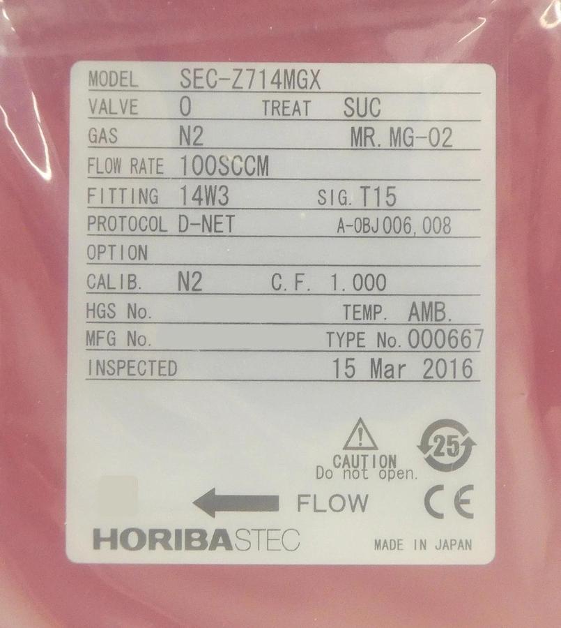 Horiba STEC SEC-Z714MGX Mass Flow Controller MFC Z700 1200 SCCM HCI Lot of 2 New