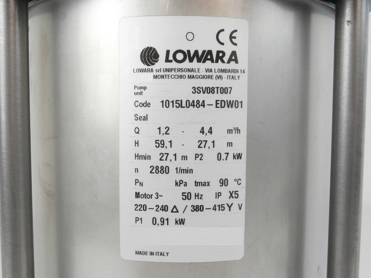 Used Lowara 3SV08T007 Vertical Multistage Pump 3SV Series Edwards E26001122 Working