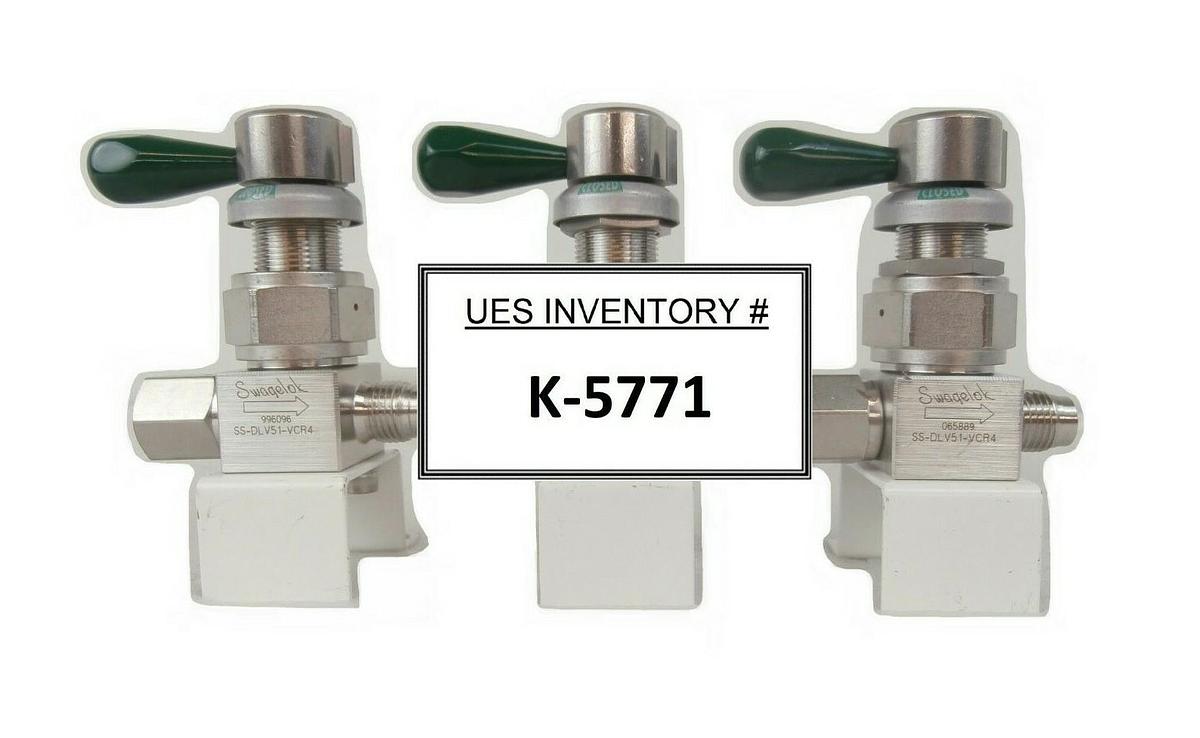 Used Swagelok SS-DLV51-VCR4 Manual High Pressure Valve Lot of 3 Epsilon 3000 Working