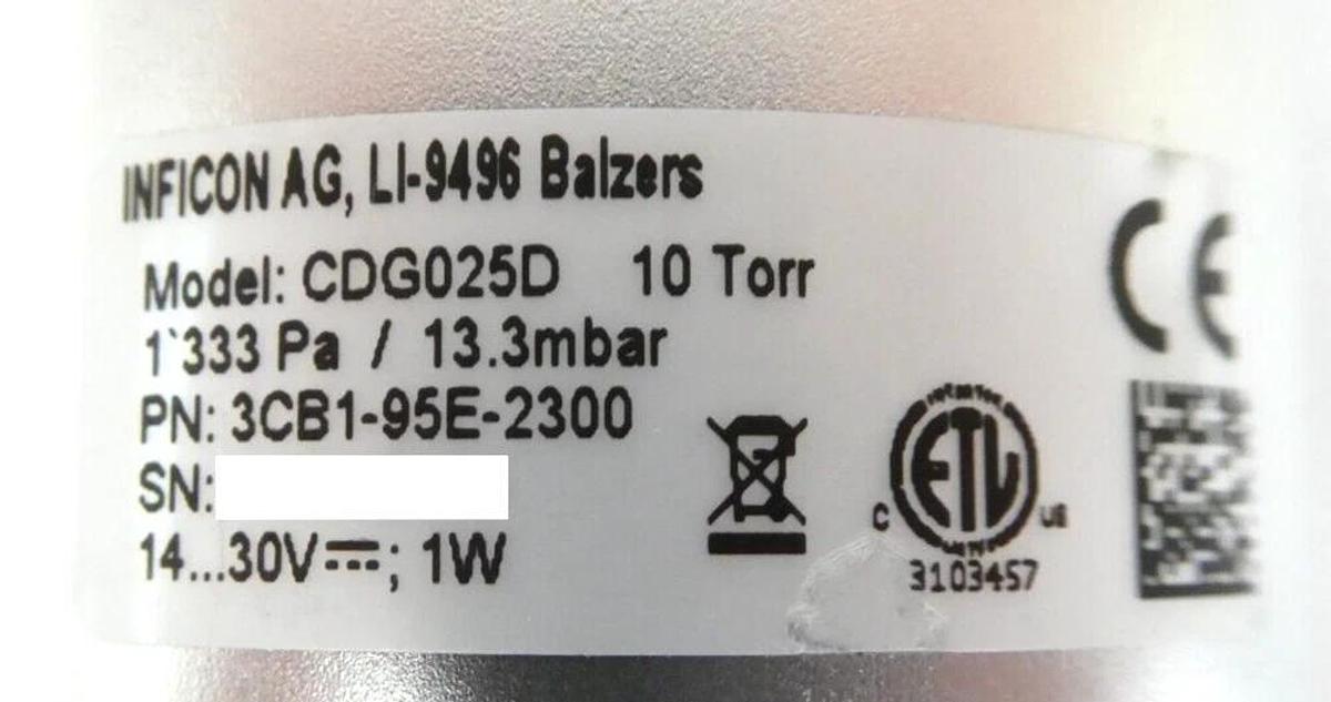 Used Inficon 3CB1-F5E-2300 Capacitance Diaphragm Gauge CDG025D Lot of 4 Working Spare