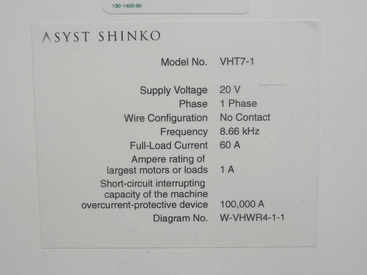 Used Asyst Shinko VHT7-1 OHV Overhead Vehicle SSOHT-300 300mm FOUP Wafer Transport