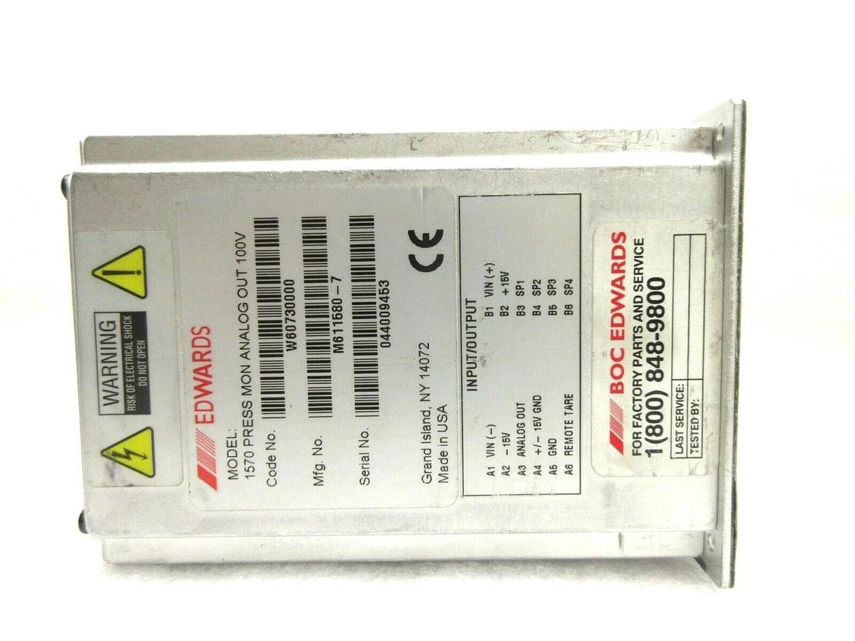 Used Edwards W60730000 Pressure Monitor 1570 Analog Out 100V Working Surplus