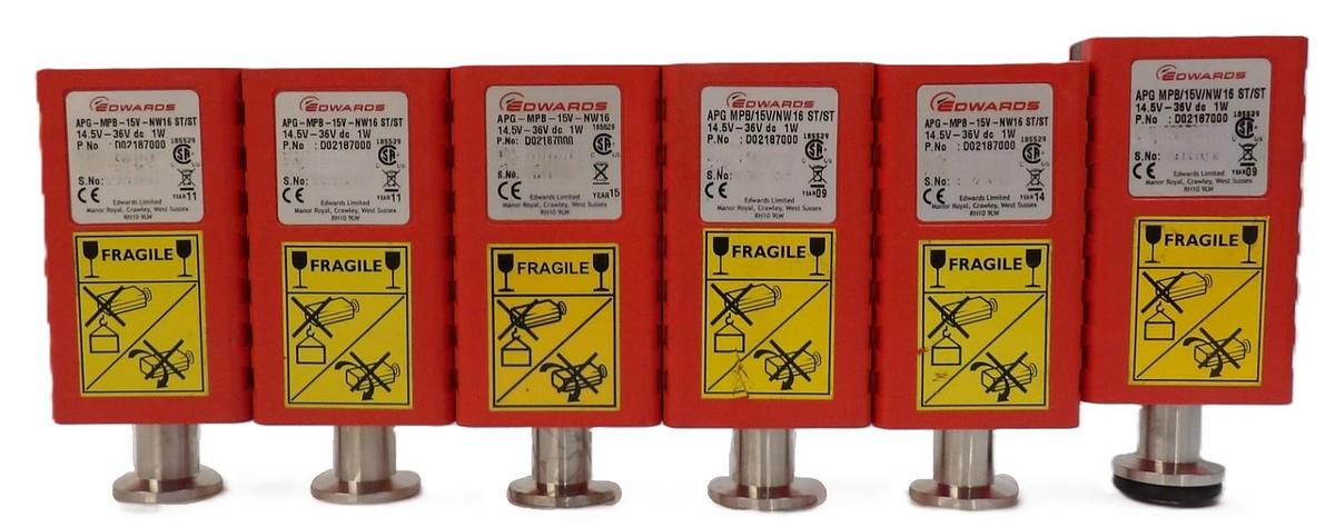 Used Edwards D02187000 Active Pirani Vacuum Gauge APG-MPB-15V-NW16 Lot of 6 Working