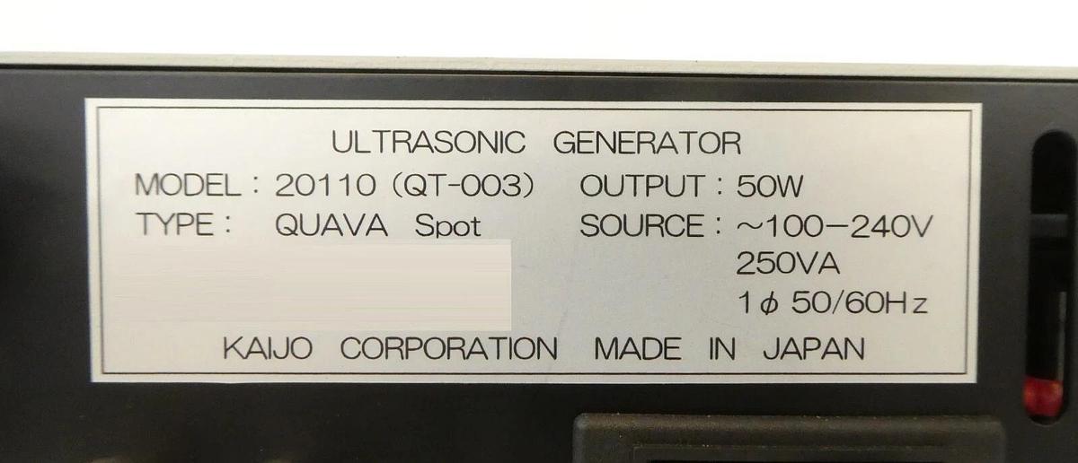 Used Kaijo 20110 Ultrasonic Generator QUAVA Spot QT-003 Megasonic Working Surplus