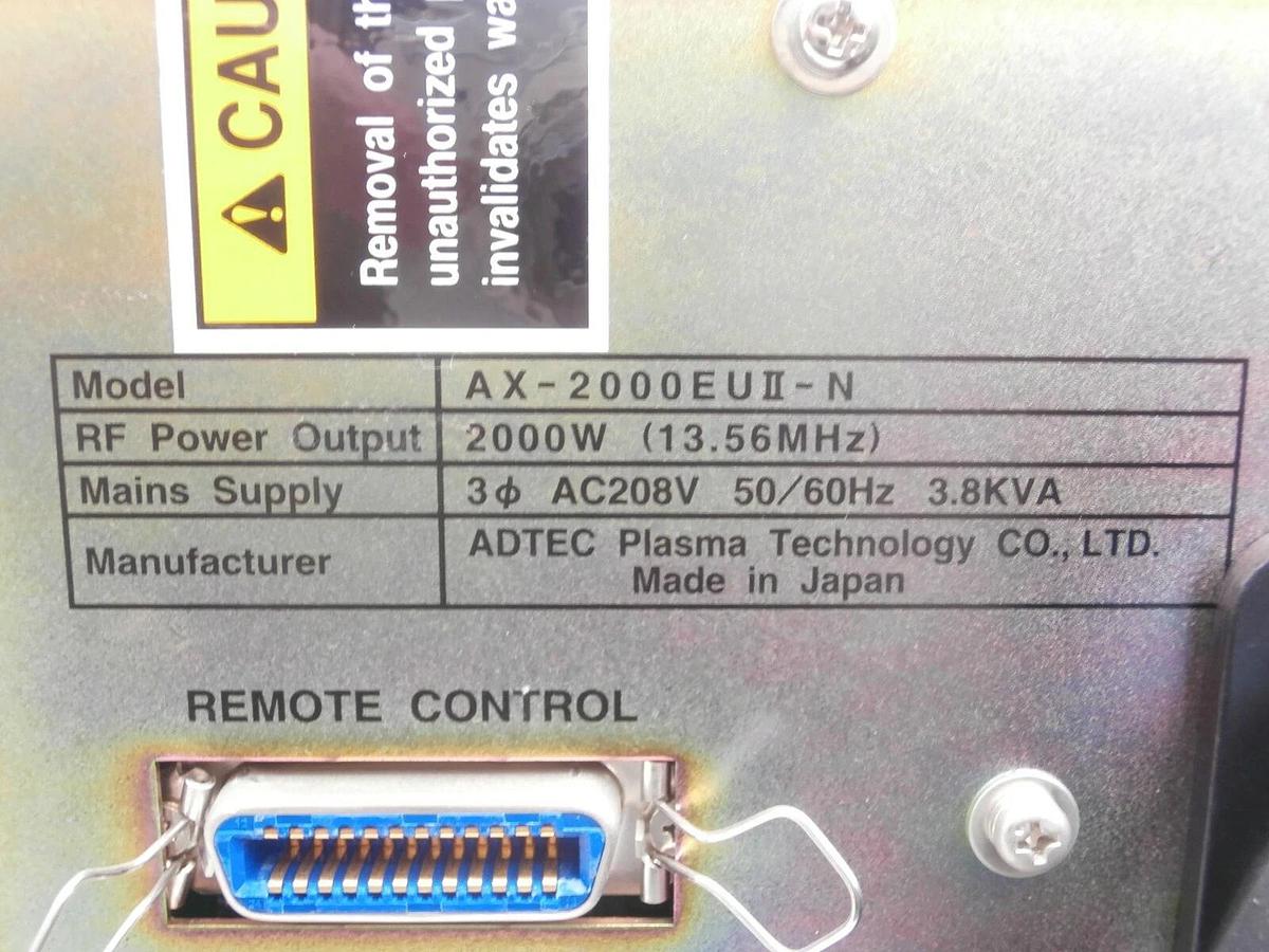 Used ADTEC Plasma Technology AX-2000EUII-N 13.56MHz RF Generator Tested Working