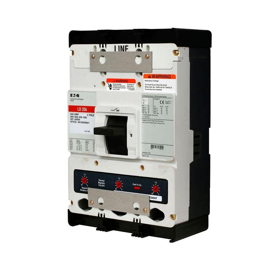 Used Eaton 83E9385 LDC 100k 600V 3-Pole Circuit Breaker LDC3600FK01P05Y17 Working