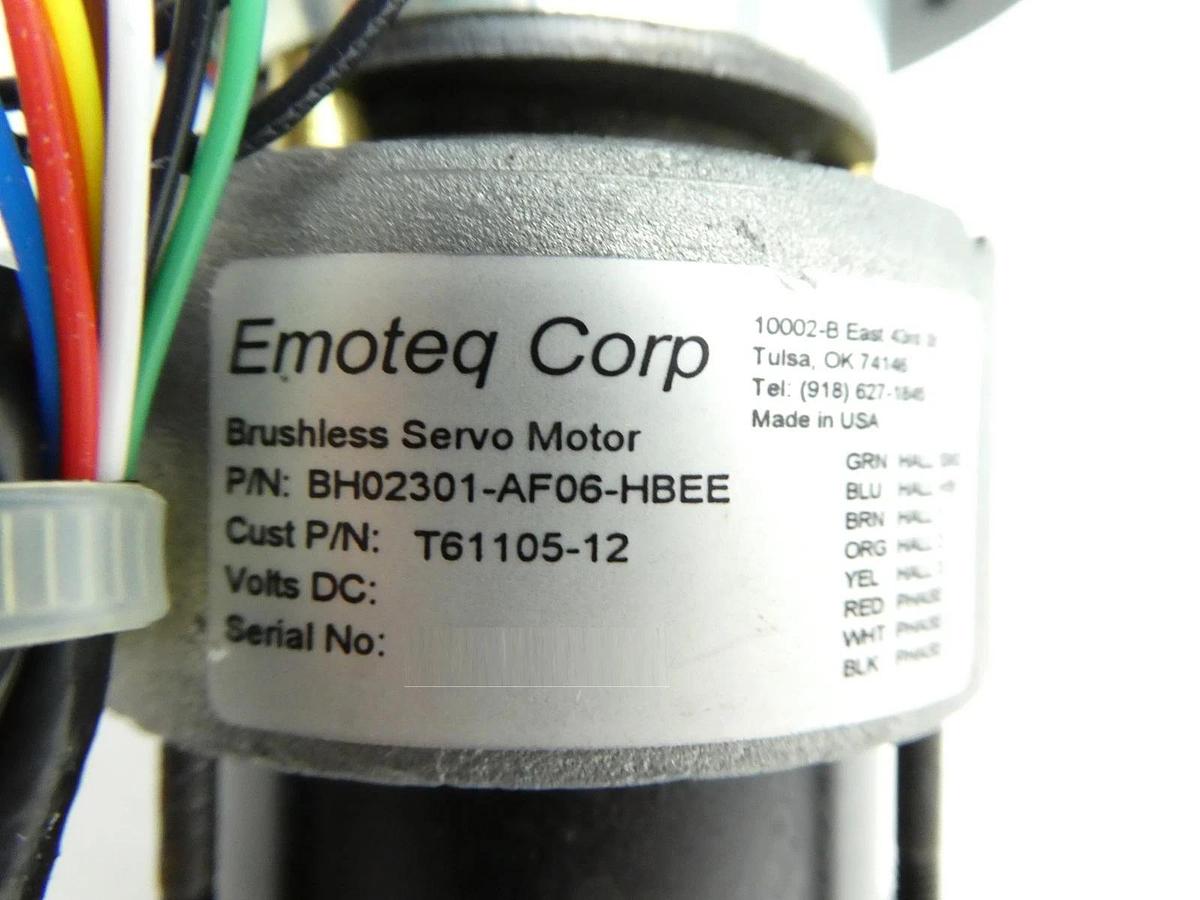 Used Emoteq BH02301-AF06-HBEE Brushless Servo Motor ASM T61105-12 Used Working