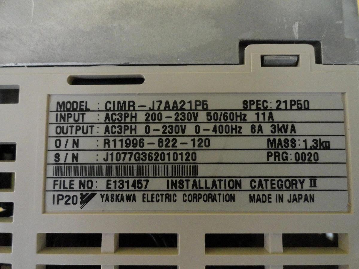 Used Yaskawa Electric CIMR-J7AA21P5 J7 Series Inverter VS mini V7 Lot of 2 Working